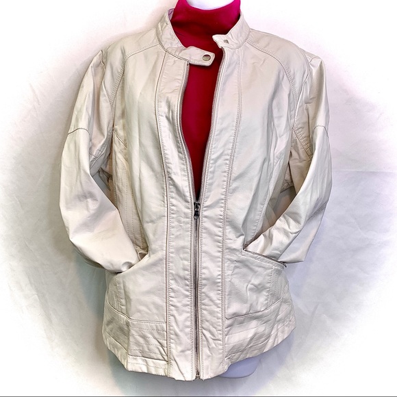 Women’s 2X White leather Zip Jacket - Picture 5 of 5